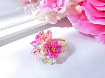 画像1: お花の指輪（ピンク、パステル）